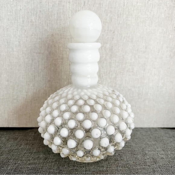Fenton Other - Vintage Fenton Opalescent Moonstone Hobnail Milk Glass Perfume Bottle & Stopper